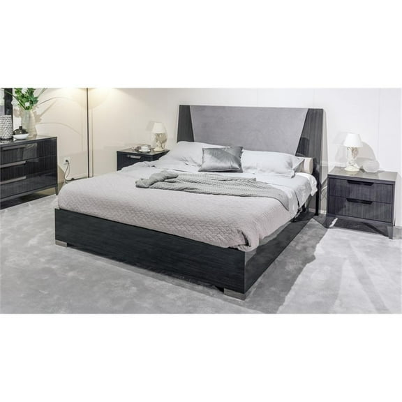 B-ALF01 Dark Gray Color Eastern King Bed No Box Spring or No Slate