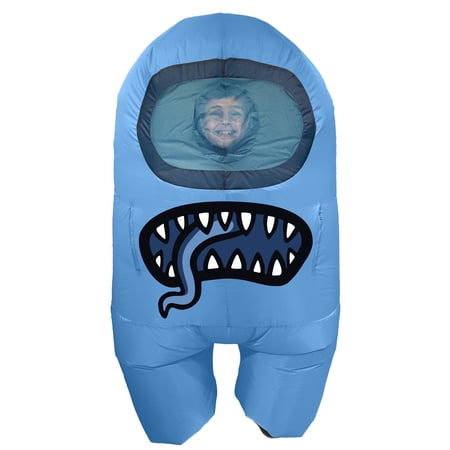 Among Us Blue Impostor Inflatable Halloween Costume for Children, One Size Fits Most, by Maxx Marketing