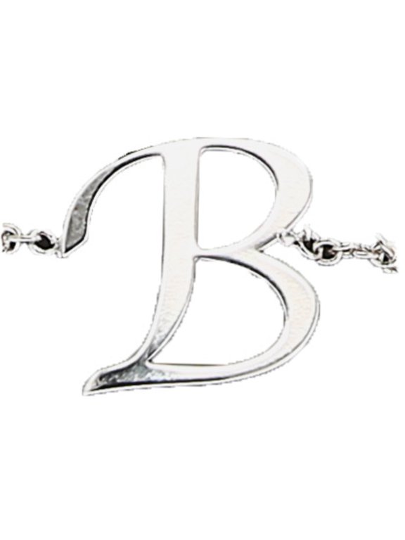 B - Adjustable Rhodium Plated Monogram Ring