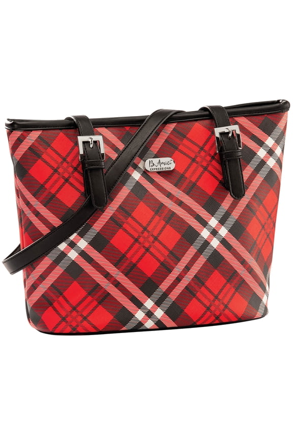 B.Amici Expressions Saffiano Plaid Tote Bag