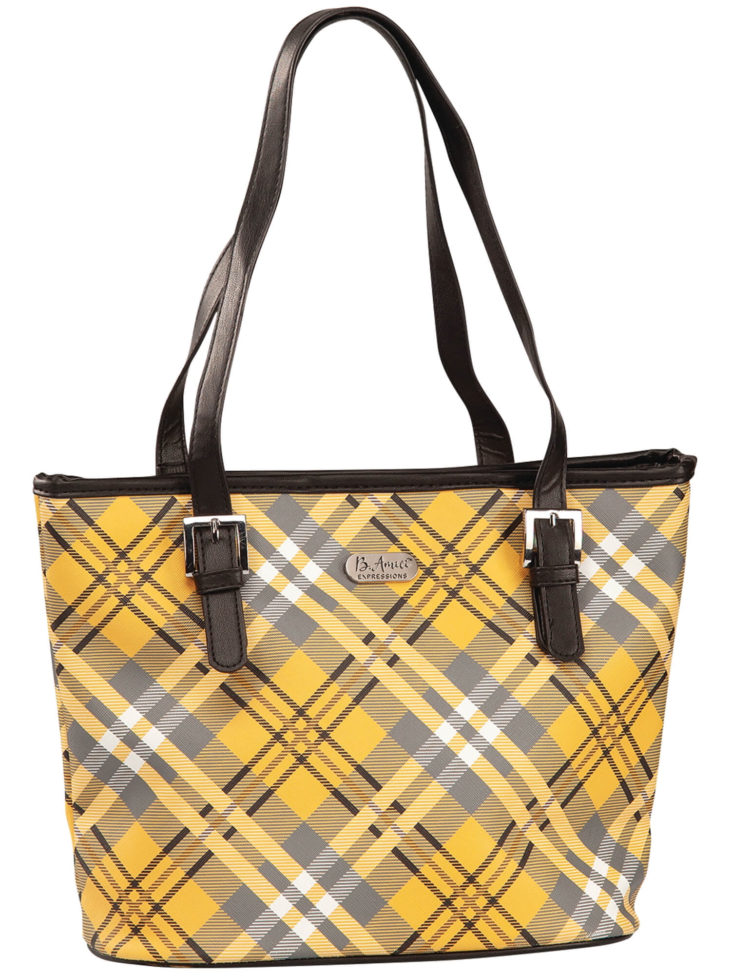 Burberry plaid shop tote bag