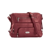B.AmiciTM Margot Westhampton Organizer Hobo, Leather Exterior, Built-In Wallet Pocket, Over The Shoulder/Crossbody Bag, Women s, Cordovan Design   Mea