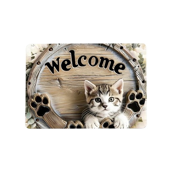 B Animal Print Door Mat With High-Density Polyester, Non-Slip Base And Stain-Resistant Surface For Entrance, Kitchen And Bathroom Use 24X16In