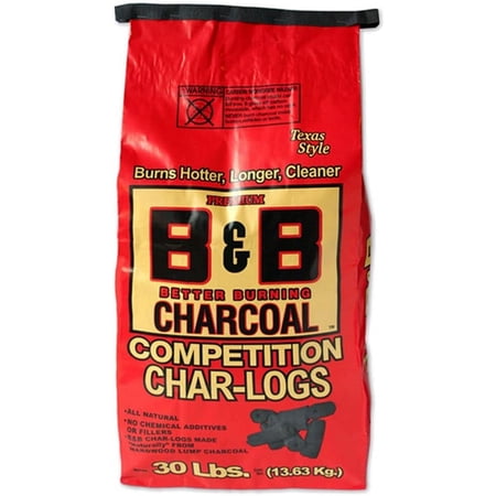B&B Charcoal 00106 Competition Char-logs Charcoal Briquettes, 30 Lbs - Set of 4