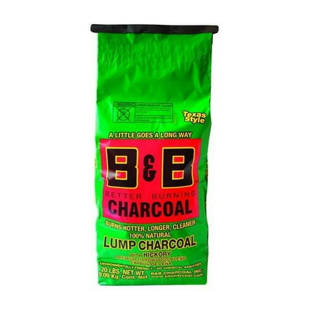 B&B Charcoal 20 lbs All Natural Hickory Lump, Charcoal
