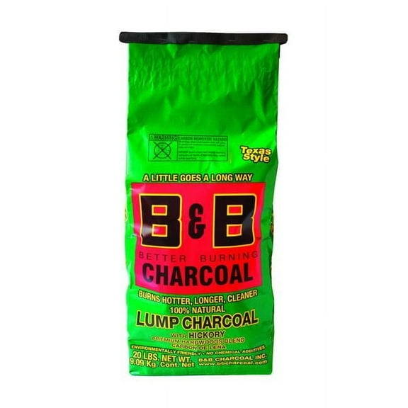 B&B Charcoal  20 lbs All Natural Hickory Lump, Charcoal