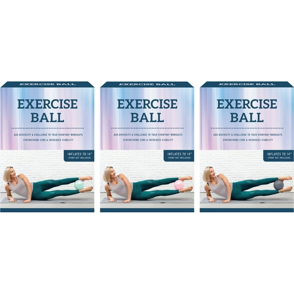 B&B Charcoal 65'' Inflatable Exercise Ball, 3 Count