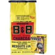 B&B Charcoal Bundled with Firelight 18 Pack Firestarters by Evergreen Farm and Garden Mesquite Lump, 20 lb Bag