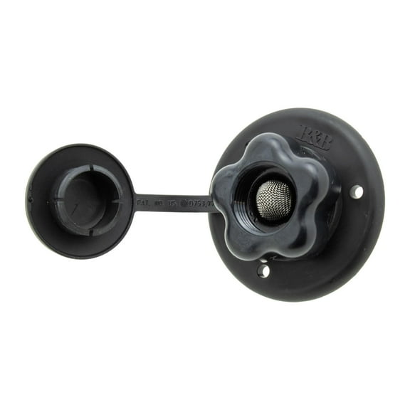 B&B Molders Tank Flush Water Connection, Plastic body and flange, NO CHECK VALVE, Black