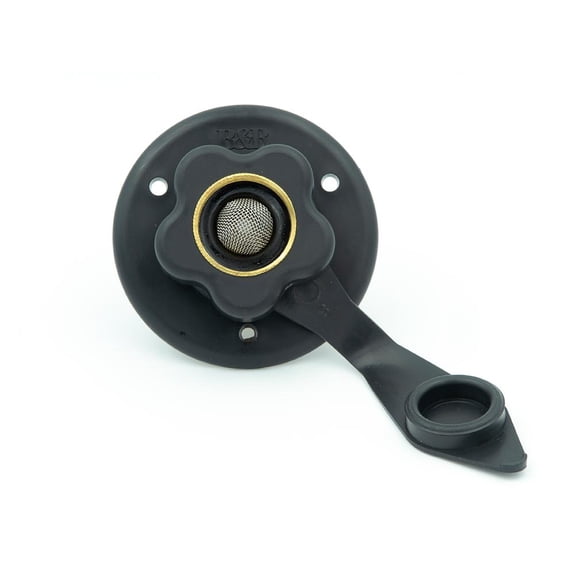 B&B Molders RV Camper City Water Inlet Flange with Brass Check Valve Black Thetford PN 94215