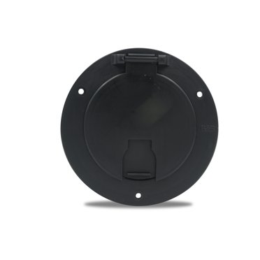 B&B RV Black Electric Power Cord Cable Hatch Round Door For Camper Trailer - 541 B3