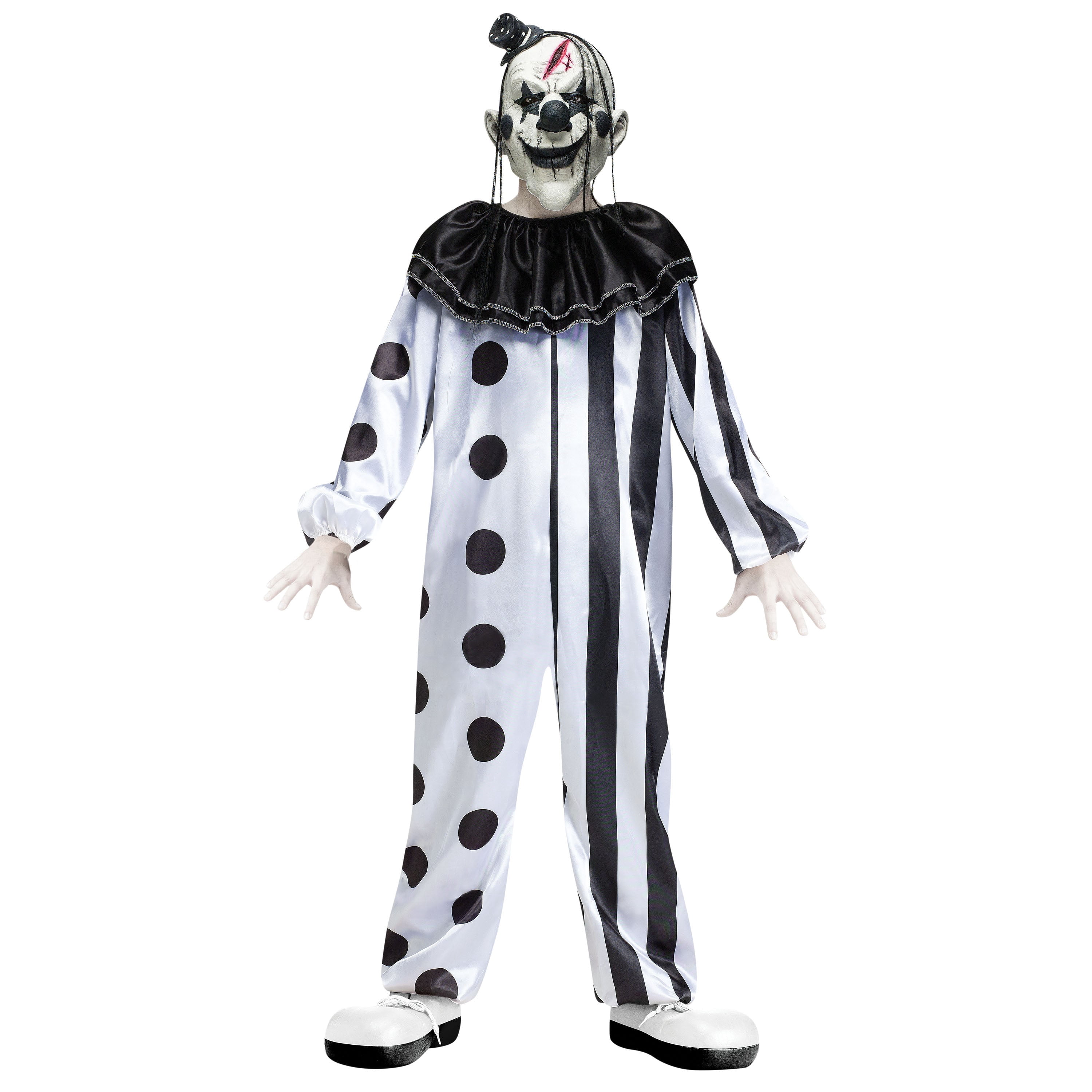 Killer Clown Halloween Costume for Children, Black and White, Boy's Size L (10/12), by Way to Celebrate
