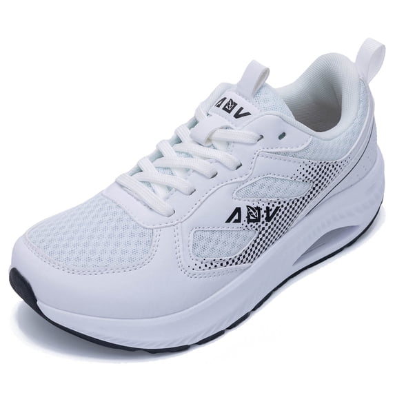 B BESUNEW Women's Plantar Fasciitis Orthotic Shoes Wide Toe Box Arch Support Walking Sneakers White US 8.5
