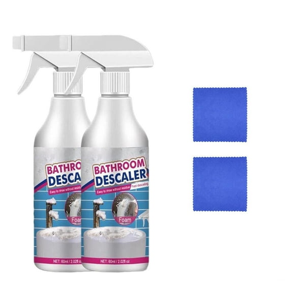 B Bathroom Cleaner, Glass Remover, Tile Cleaner, Stain Remover, Bathtub Cleaner With Penetrating Foam, Limescale Removal, No Rinse Required For Toilets, Sinks, Tiles, Glass And More 2Pc 60