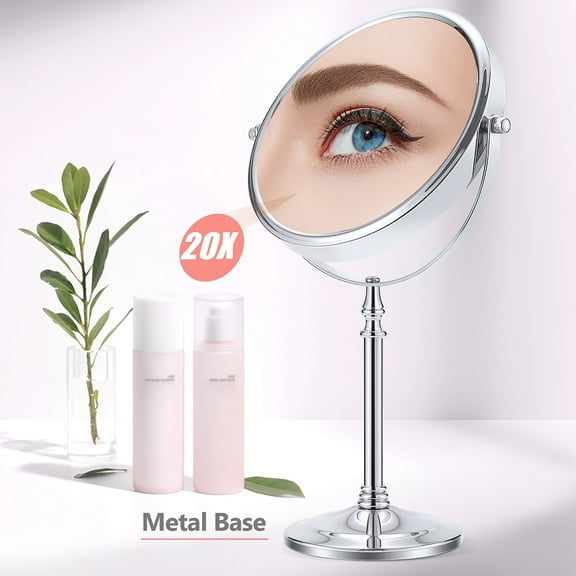 B Beauty Planet Double Sided 1X & 20X Magnifying Mirror on Stand, 360°Rotation,8.6 inches