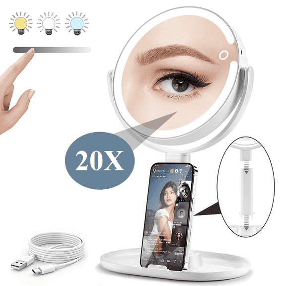 B Beauty Planet Double Sided 1X/20x Magnified Mirror with Lights