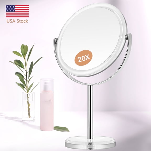 B Beauty Planet Magnifying Mirror 20x,360° Roration, 1X/20X Double Sided Vanity Tabletop Mirror,Transparent