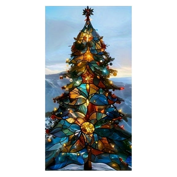 B Big Christmas Tree Window Sticker In 90X180Cm For Visual Focus On Windows And Walls With Removable Design