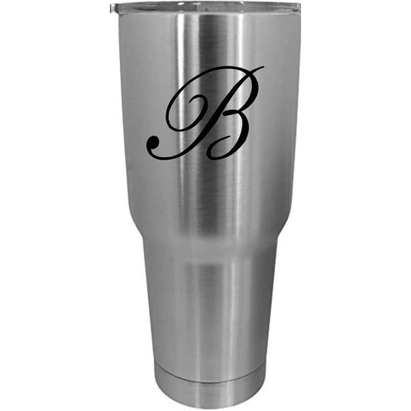 B Bix Script Monogram Etched 30oz Stainless Steel Tumbler