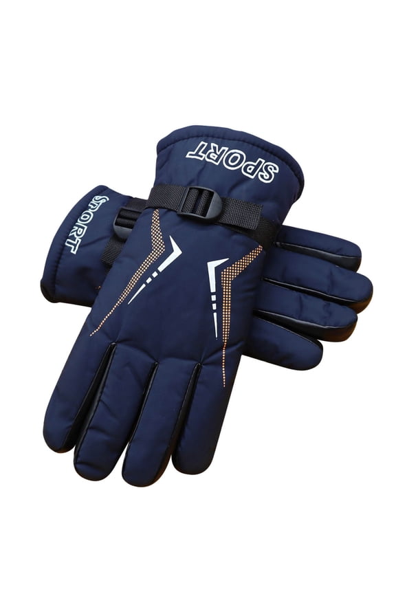B Blue Waterproof Split Finger Gloves For Skiing And Outdoor Riding Made Of Polyester Material With Insulated Design