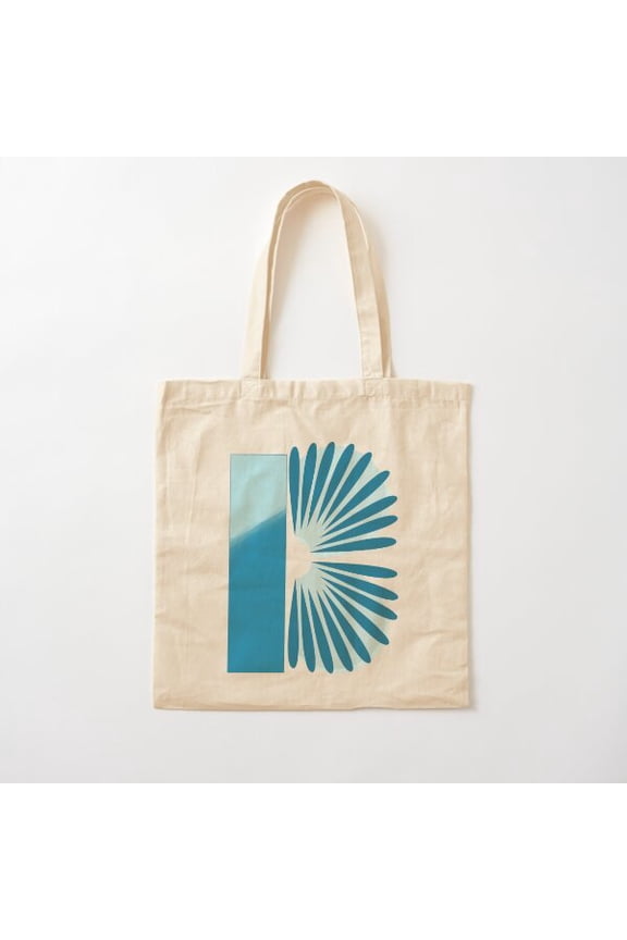 B Botanical Monogram, Blue Canvas Tote Bags, Reusable Shopping Bag