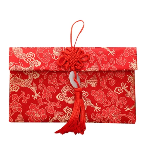 B Brocade Fabric Red Envelope 2026 Chinese New Year Lucky Money Bag Knot Holder For Lunar Year Spring Festival Cash Gift