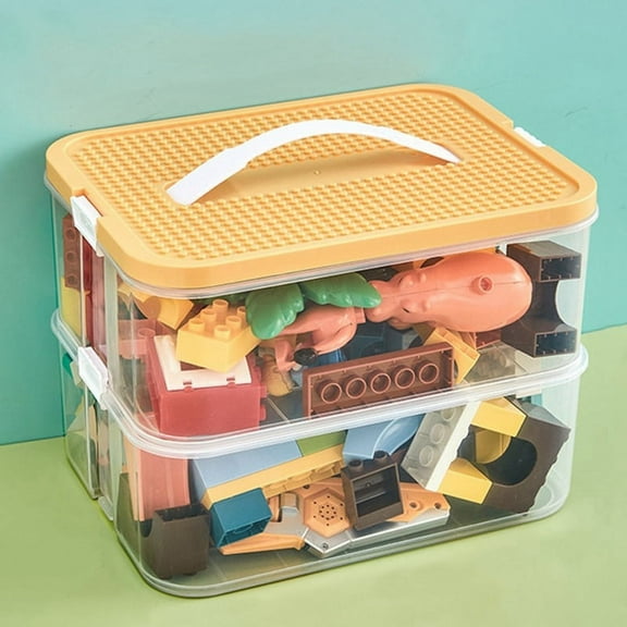 B Building Blocks Toys Storage Box for Lids Brick Shaped Plastic Kids Bin Containers Sundries Stackable Organizer