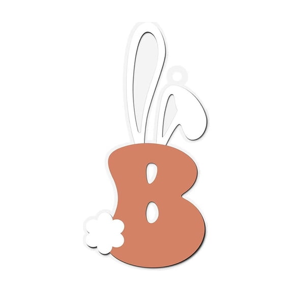 B Bunny Ear Alphabet Wooden Ornament For Easter Decoration Hanging On Wall Door Window Party Decor Letter Sign