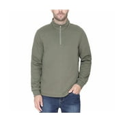 B.C. CLOTHING Men's Fleece Lined Waffle Knit Quarter Zip Mock Neck Pullover Top, GREEN (XL)