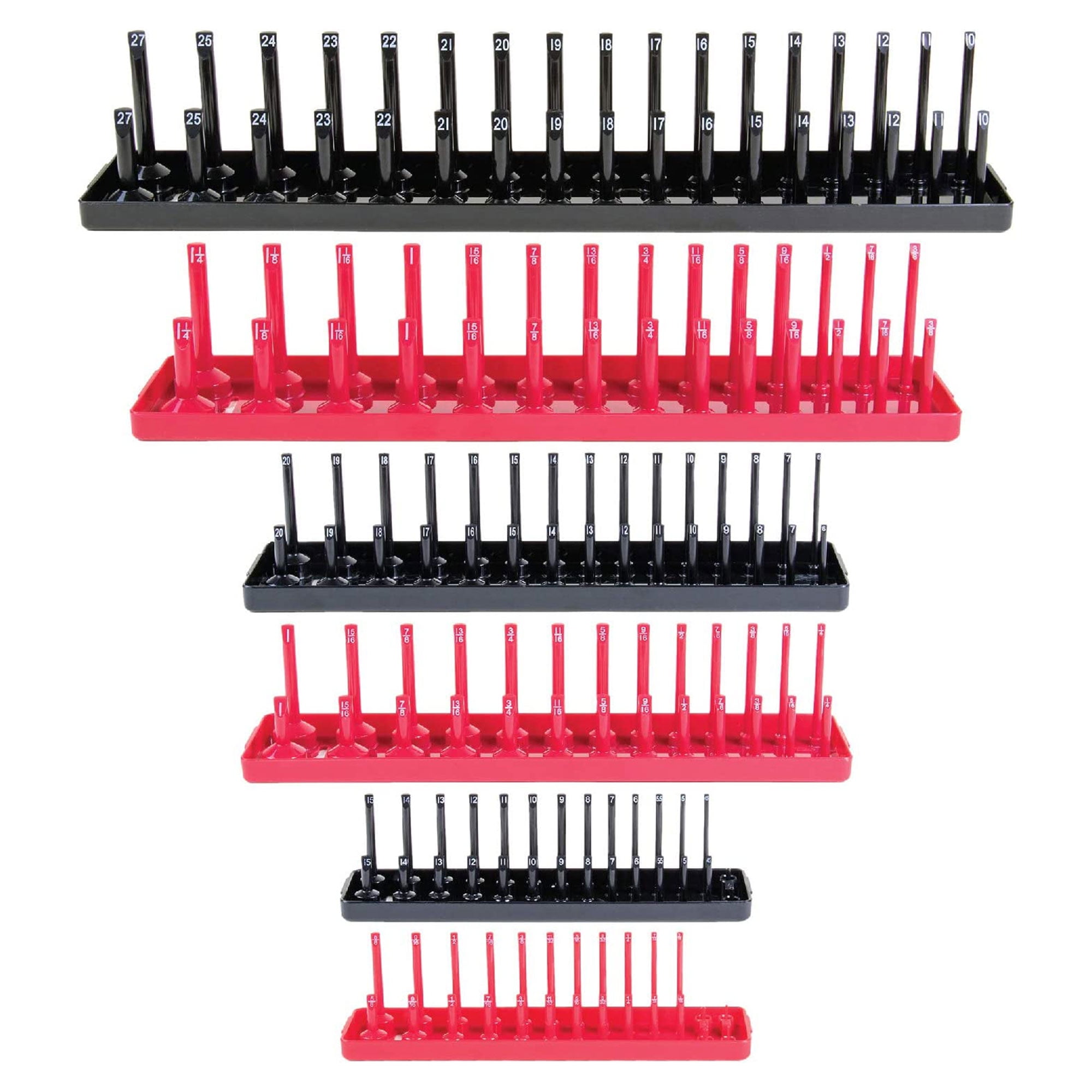 Red and Black Plastic Tray Socket Organizer Set for Mechanics