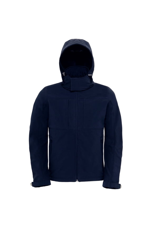 B&C Mens Hooded Softshell Breathable, Waterproof & Windproof Jacket (Fleece Lini