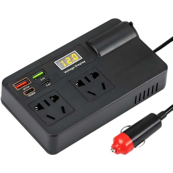 B Car Power Inverter 24V To 220V With Usb Charging Model B For Devices And Laptops Size 5.3X3.1 Inches Black Abs Plastic Material