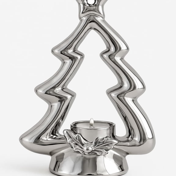B Ceramic Candlestick With Christmas Tree Design For Festive Ambiance