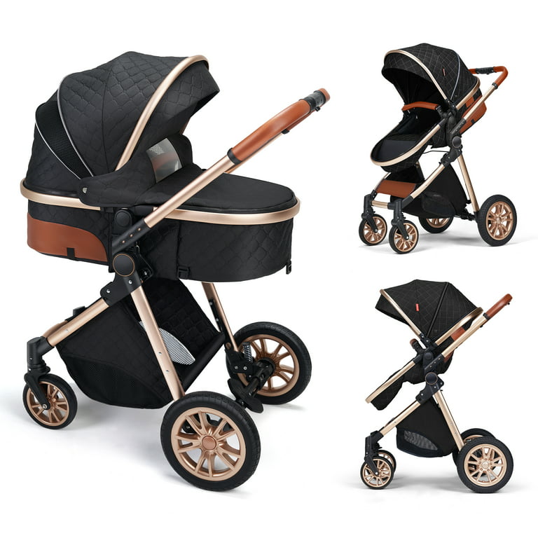 Luxurious Baby Stroller 3 in 1 Portable Travel Baby Carriage Folding Prams  High Landscape Aluminum Frame Car for Newborn Baby