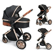 B.Childhood High Landscape Baby Stroller Folding Aluminum Newborn Pram,Unisex,Black