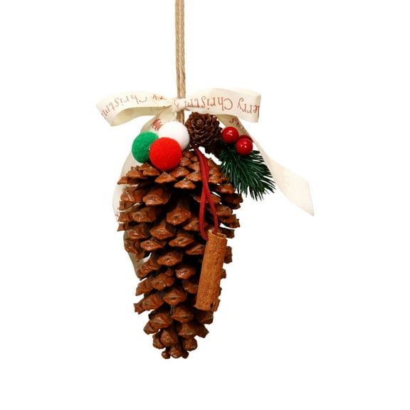 B Christmas Bow Pine Cone Cinnamon Ornament, Realistic Hanging Decor For Tree, Gift Wrapping