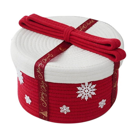 B Christmas Decoration Storage Basket With Lid Sprinkle Proof Gift Box Holiday Cotton Rope Woven Snacks Small Gift Storage Basket Small 30Cm X 19Cm X 15Cm Non-Woven Fabric