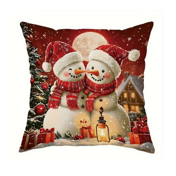 B Christmas Decorative Pillow Cover Holiday Home Decor Soft Fabric Hidden Zipper Square Pillow Case 17.7X17.7 Inches Set Of 1 Lightweight 0.18 Lb Christmas Seasonal Decor