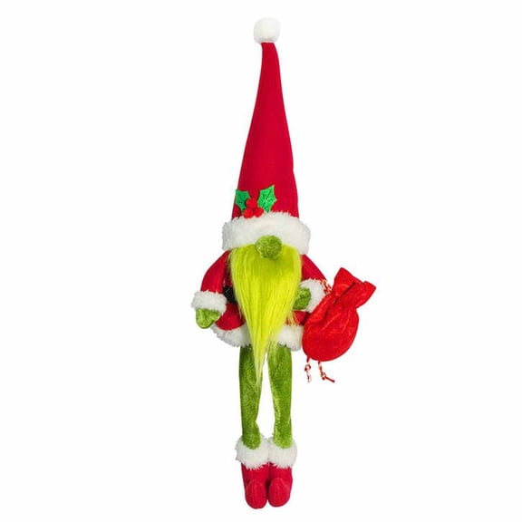 B Christmas Knitted Plaid Long Leg Faceless Doll 22.4X9.4X12.9In For Tabletop Display Holiday Gift Decor