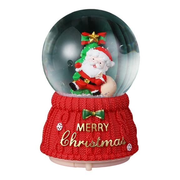 B Christmas Music Crystal Box With Led Light Snow Glitter Holiday Decor Gift Home Office Party Display Festive Melody Ornament 1.06 Lbs