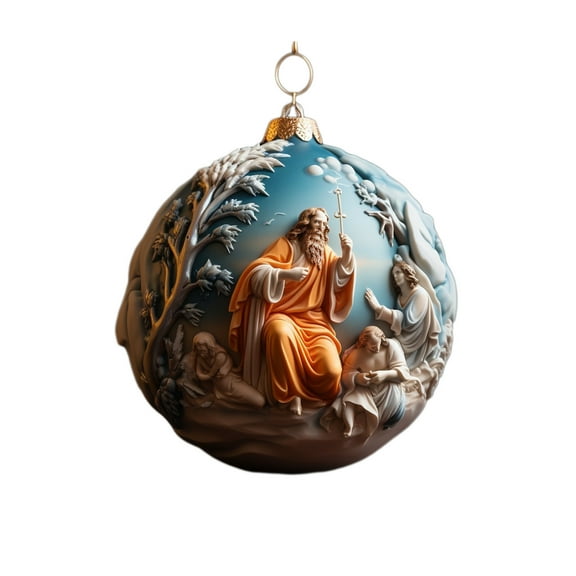 B Christmas Nativity Ornaments Tree Hanging Decorations Religious Home Decor Acrylic 3X3 Inches Double Sided Printing Easy Hang For Holiday Gift Style B