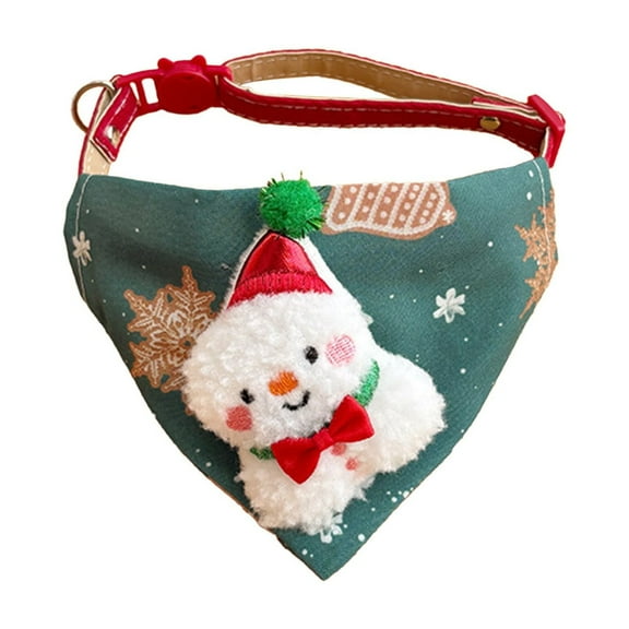 B Christmas Pet Scarf Collar Cute Cats And Dogs Christmas Accessories Adjustable Triangle Bandana With 3D Decor Holiday Pet Neckwear 1Pcs Weight 0.035Lb