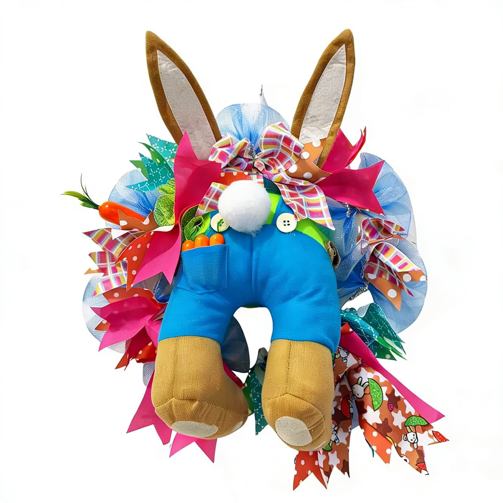 B Cloth Easter Bunny Shaped Wreath Approx 17.7 Inch Front Door Hanging ...