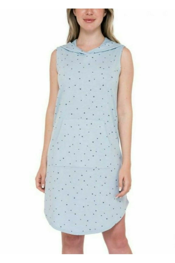 B Collection By Bobeau Dress Sz S Printed Sleeveless w/ Hood Blue Regular Size