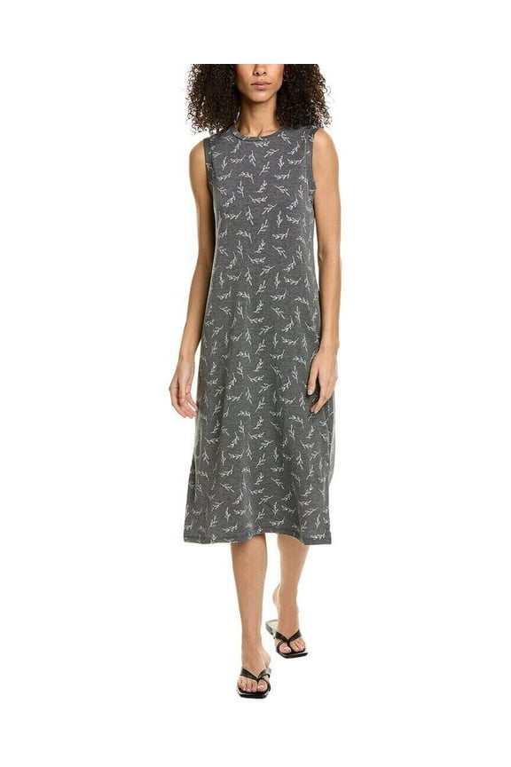 B Collection by Bobeau Women's Tank Midi Dress With Double Slits Grey L B4HP $58
