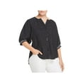 thumbnail image 1 of B Collection by Bobeau Womens Valerie  Polka Dot Embroidered Button-Down Top, 1 of 2