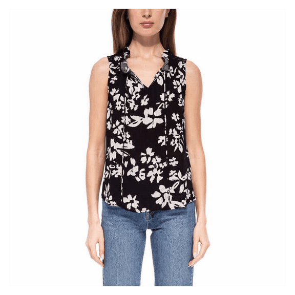 B Collections by Bobeau Ladies' Sleeveless Blouse, Black/Beige, Large