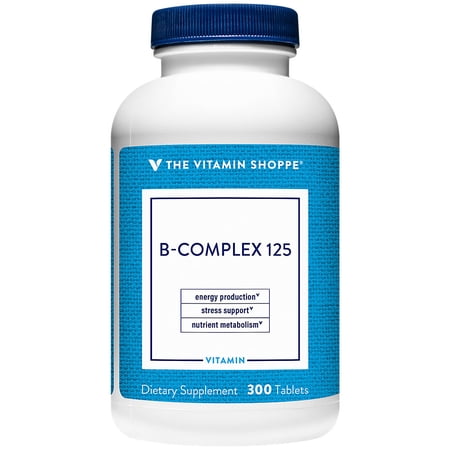 B-Complex 125 – Supports Energy Production, Nervous System Function & Nutrient Metabolism – Excellent Source of B1, B2, B6, B12, Niacin, Folic Acid & Biotin (300 Tablets) by The Vitamin Shoppe