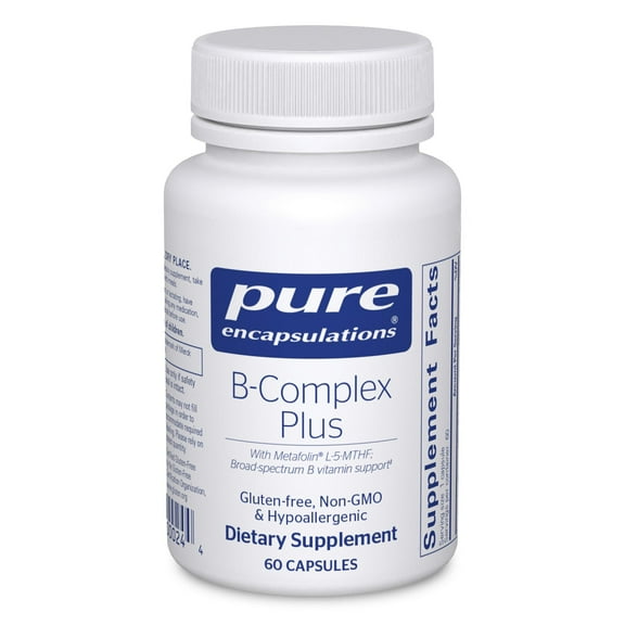 Pure Encapsulations B-Complex Plus - B Vitamins Supplement to Support Neurological Health, Cardiovascular Health, Energy Levels & Nervous System Support* - With Vitamin B12 & More - 60 Capsules