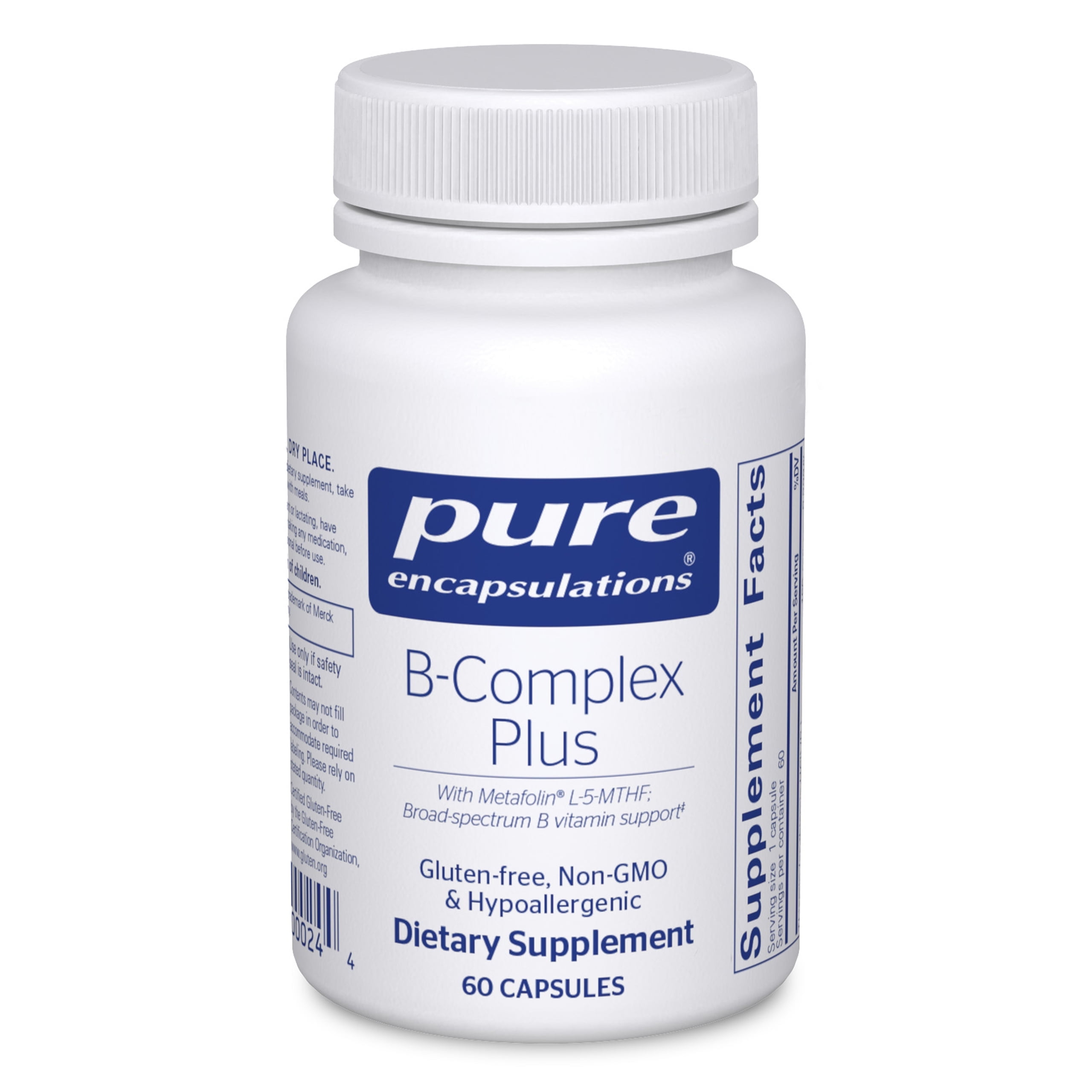 Pure Encapsulations B-Complex Plus | B Vitamins Supplement to Support Red Blood Cell Growth, Neurological and Psychological Health, Cardiovascular Health, and Energy Levels* | 60 counts